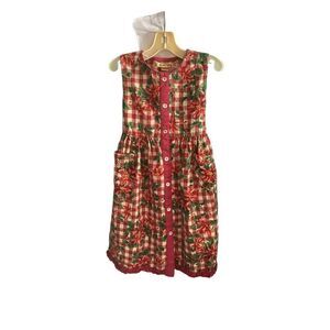 April Cornell poinsettia holiday Christmas midi button down dress 3/4